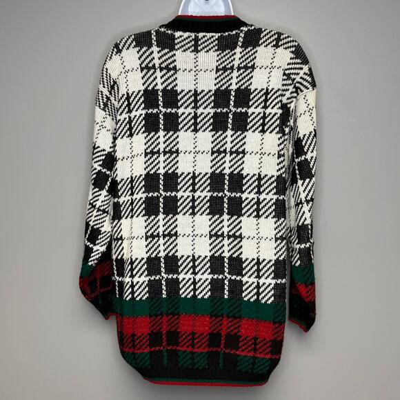 VTG JJ Browne Christmas Cat Metallic Knit Made in USA Sweater Womens Sz L - Picture 3 of 4